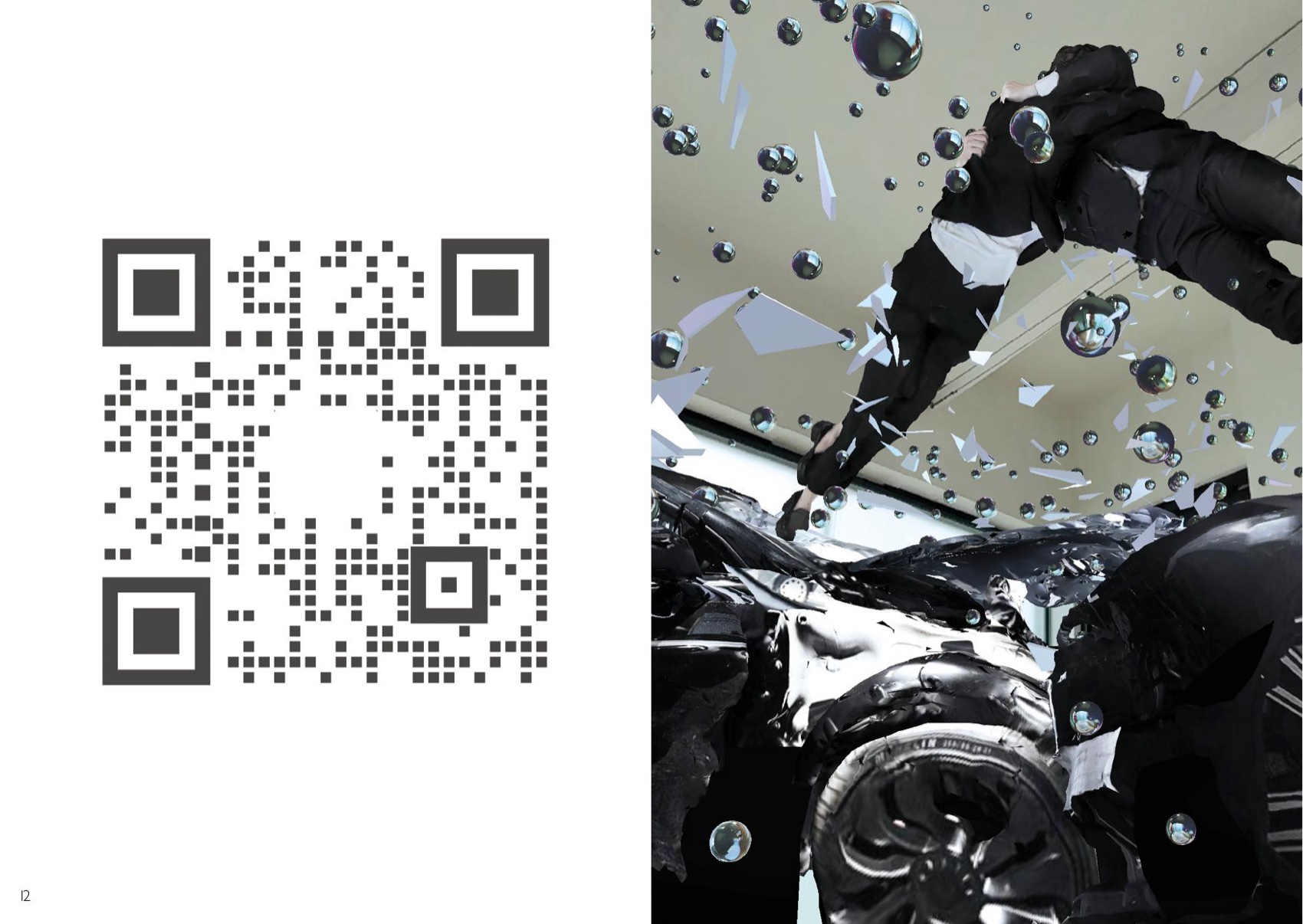Encounter catalogue — the embrace in AR and the gallery exterior.