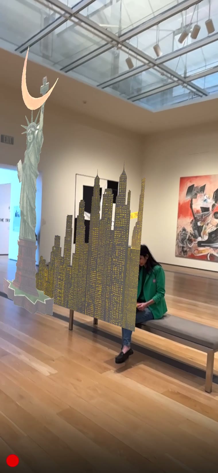 Room-scale Statue of Liberty and skyline in a gallery