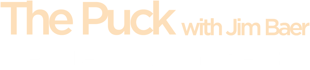 The Puck with Jim Baer in gold above Venture Capital and Beyond in white — the final, approved wordmark lockup.